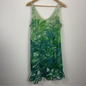 Cabi Sleeveless Tropical Palm Leaf Print Mini Dress Womens Medium